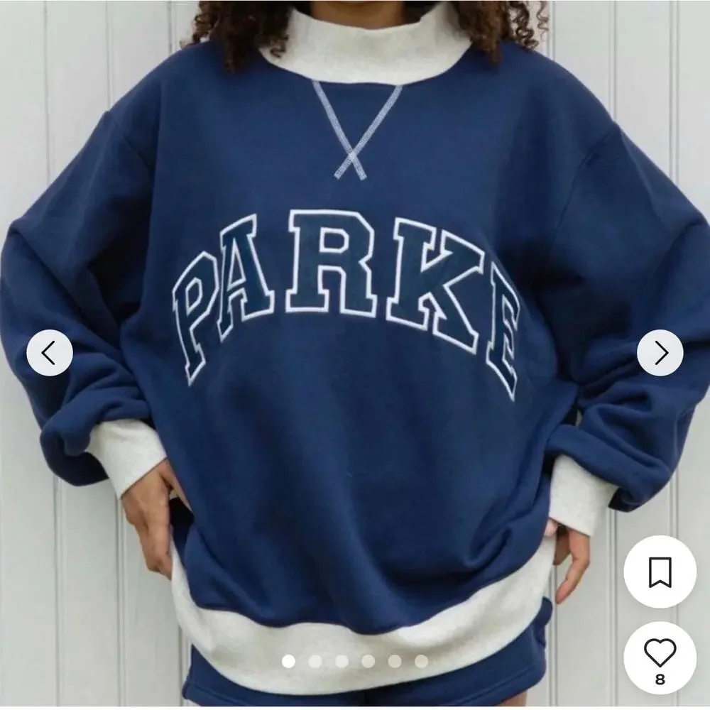 NEW Parke Heritage Back to School 2 Tone Mock. Navy/White w/Gray RIB. Size S/M. - Picture 2 of 10
